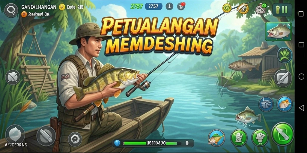 Tampilan gameplay <strong>2757</strong> yang menarik saat memancing di laut.