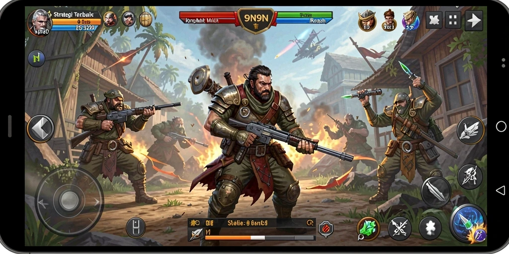 Gameplay strategis yang menegangkan di 9N9N.