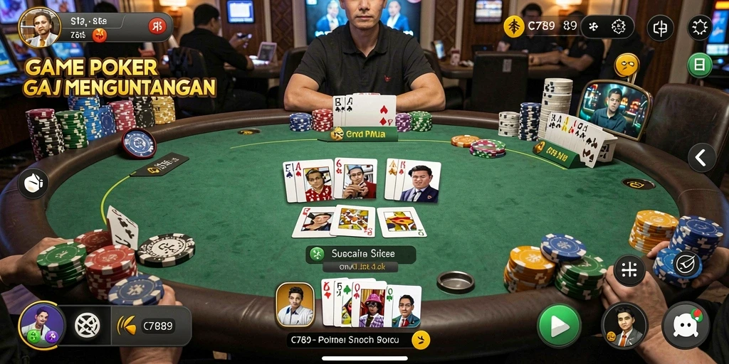 Tampilan gameplay Poker yang seru dan interaktif di C789.