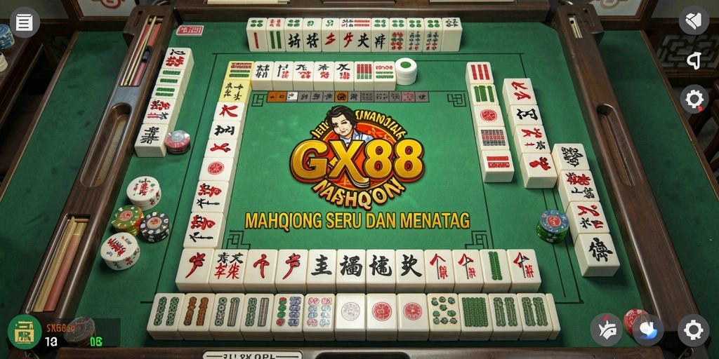 Tangkapan layar permainan GX88 menunjukkan suasana permainan Mahjong yang menegangkan.
