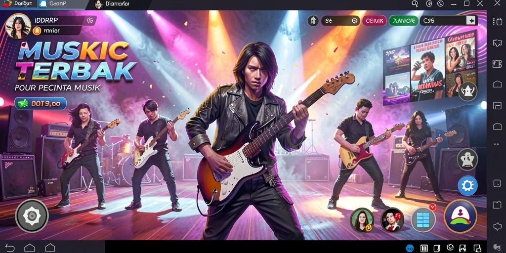 Screenshot gameplay yang menampilkan berbagai mode permainan musik.