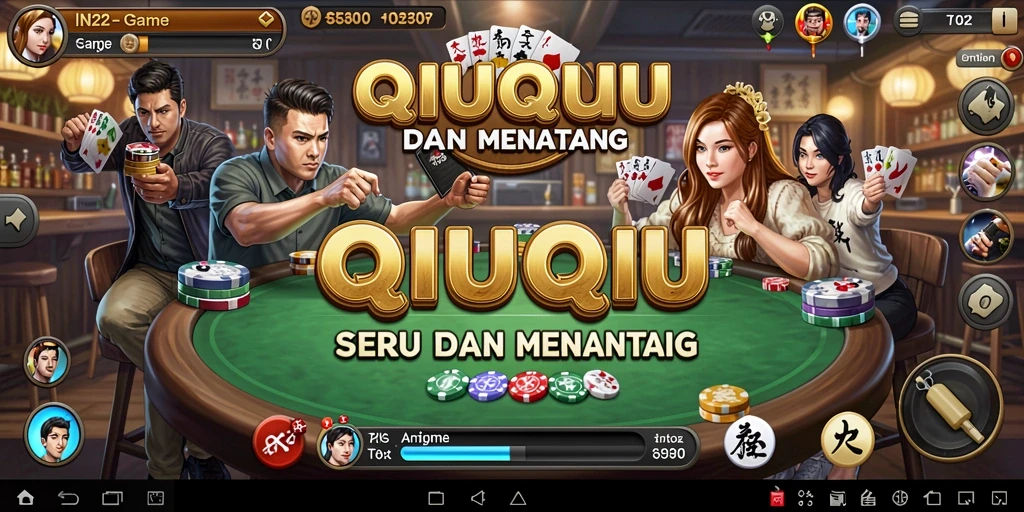 Tampilan menarik dari gameplay QiuQiu IN22 dengan teman-teman.
