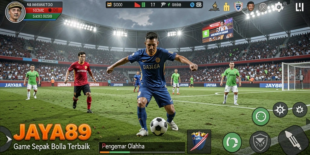 Tampilan utama gameplay JAYA89 yang mendebarkan dan penuh aksi sepak bola.