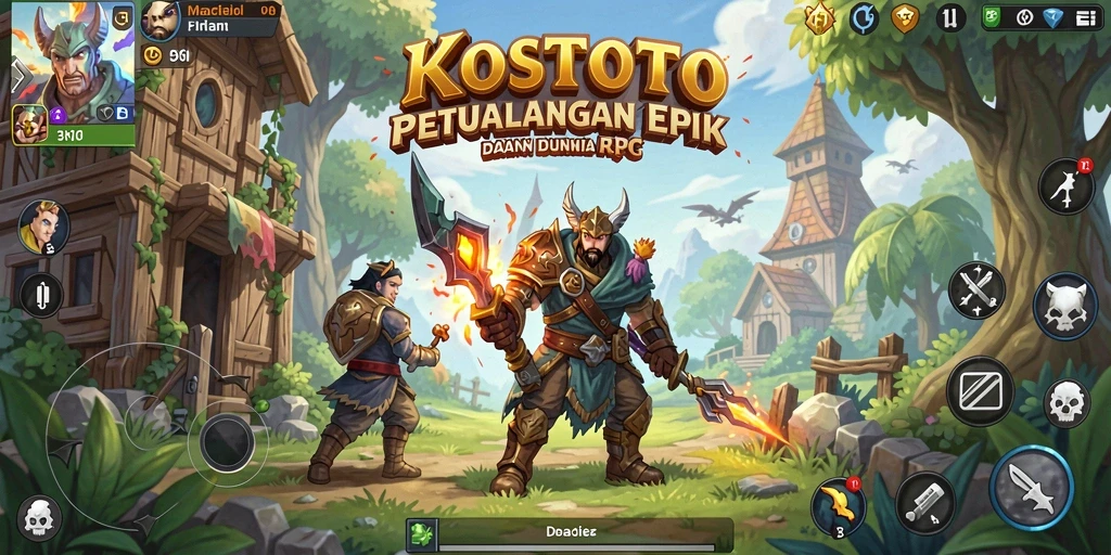 Tampilan gameplay KOSTOTO yang epik dalam dunia RPG.