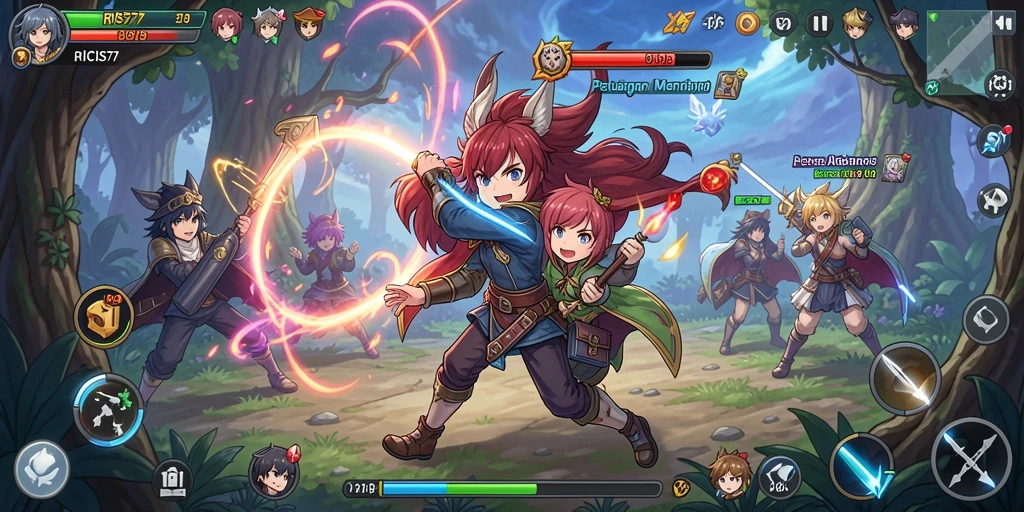Tampilan menarik dari gameplay RICIS77 dengan karakter anime yang unik.