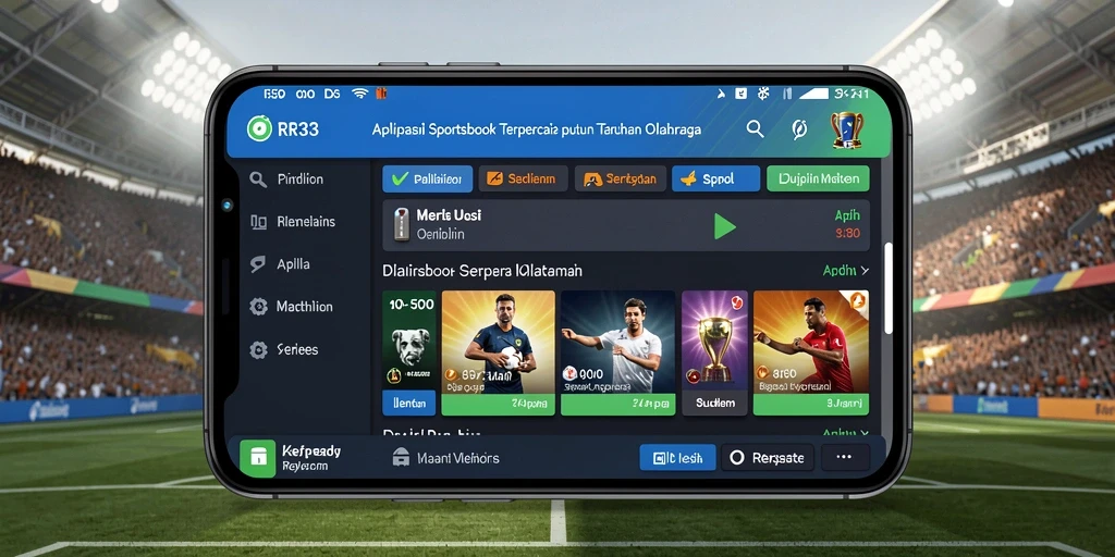 Screenshot gameplay Sportsbook RR33 dengan taruhan olahraga langsung.