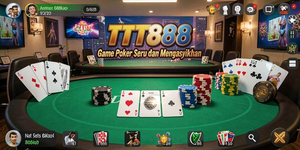 Screenshot gameplay seru TTT888 saat bermain Poker.