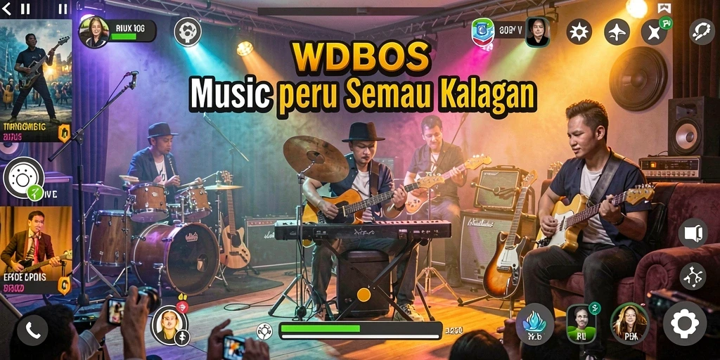Tampilan gameplay WDBOS dengan berbagai lagu dan tantangan.