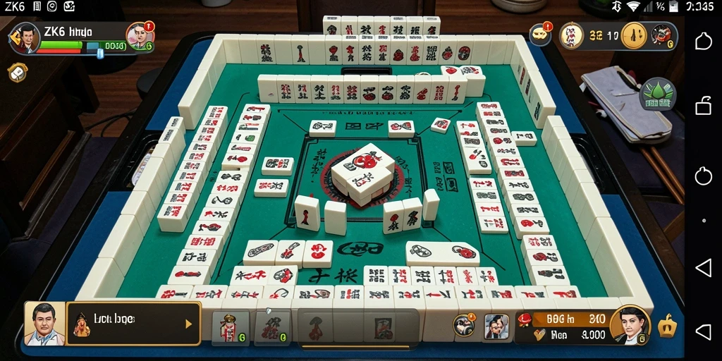 Screenshot gameplay ZK6 yang menampilkan tantangan Mahjong.